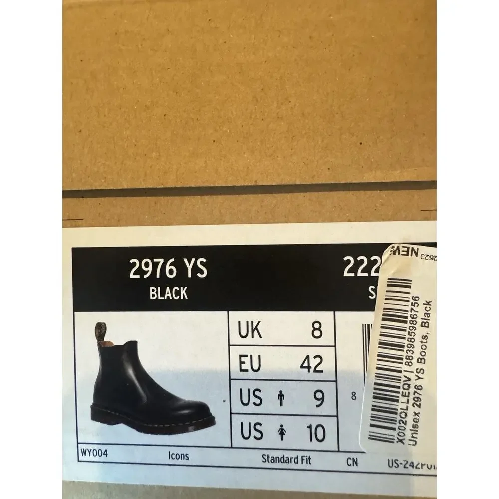 Dr. Martens 2976‎ YS Chelsea Boots Black Smooth Leather US Men’s 9 Women’s 10